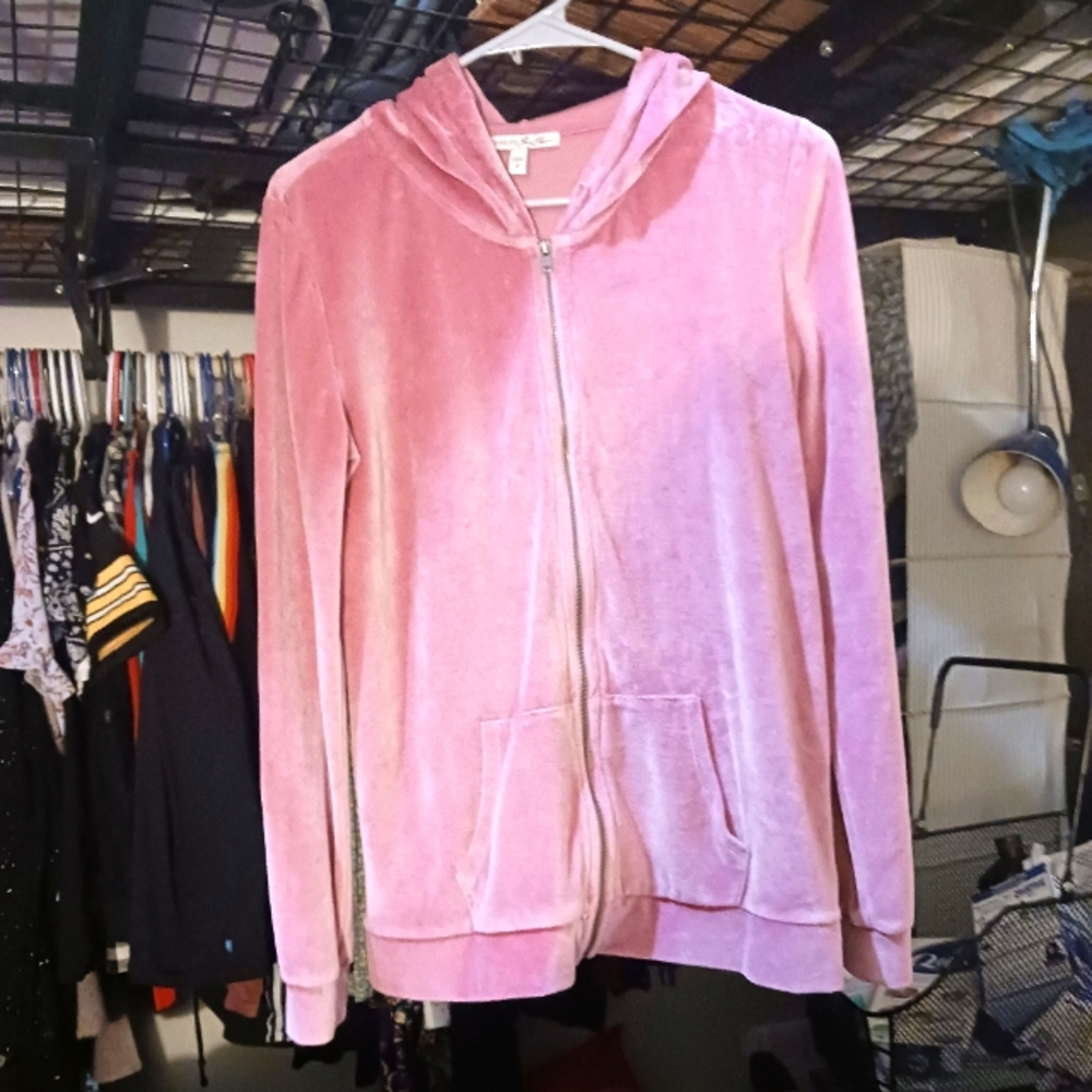 Express Pink Velour Zip Hoodie